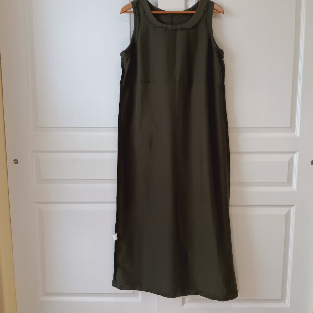 Vintage Faded Glory Women's Army Green Sleeveless Shift Midi Dress Size L - Picture 7 of 14